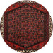 Round Traditional Reddish Brown Persian Rug, tr1120