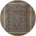 Round Traditional Burgundy Brown Persian Rug, tr1121