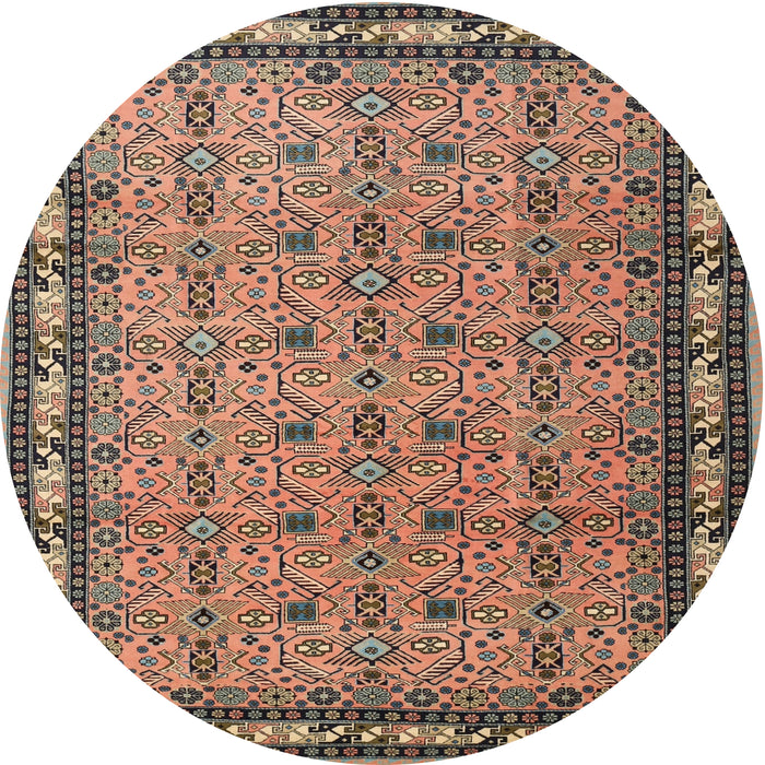 Round Traditional Light Copper Gold Persian Rug, tr1122
