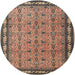 Round Traditional Light Copper Gold Persian Rug, tr1122