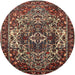 Round Traditional Dark Almond Brown Persian Rug, tr1123