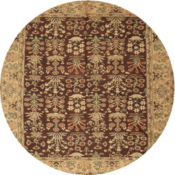 Round Traditional Yellow Persian Rug, tr1124
