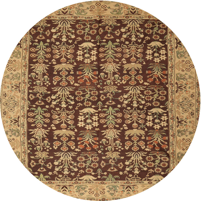 Round Traditional Yellow Persian Rug, tr1124