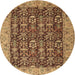 Round Traditional Yellow Persian Rug, tr1124