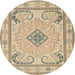 Square Machine Washable Traditional Orange Brown Rug, wshtr1125