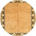 Round Traditional Saffron Yellow Persian Rug, tr1126