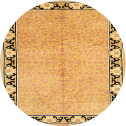 Square Machine Washable Traditional Saffron Yellow Rug, wshtr1126