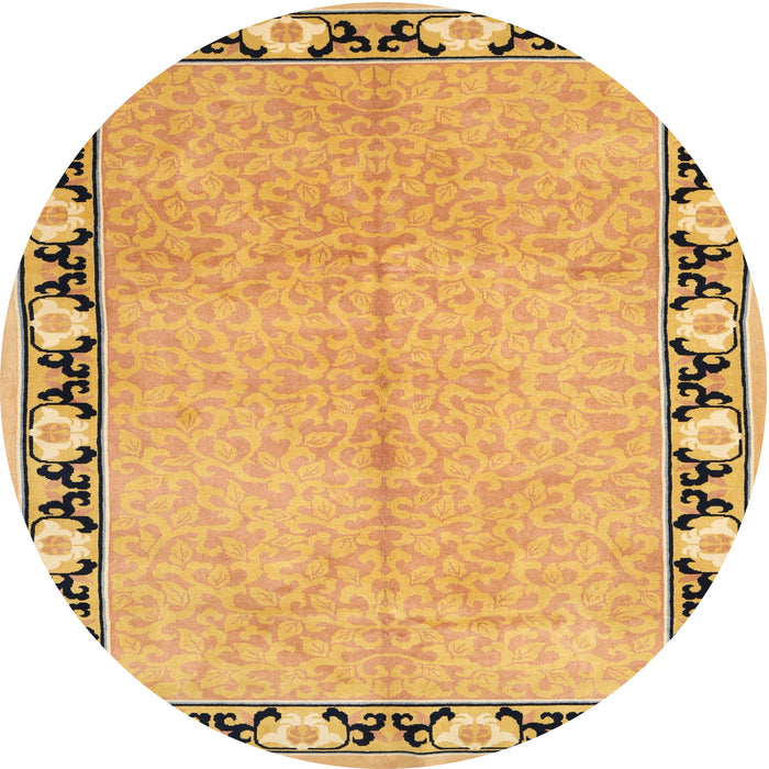 Square Machine Washable Traditional Saffron Yellow Rug, wshtr1126