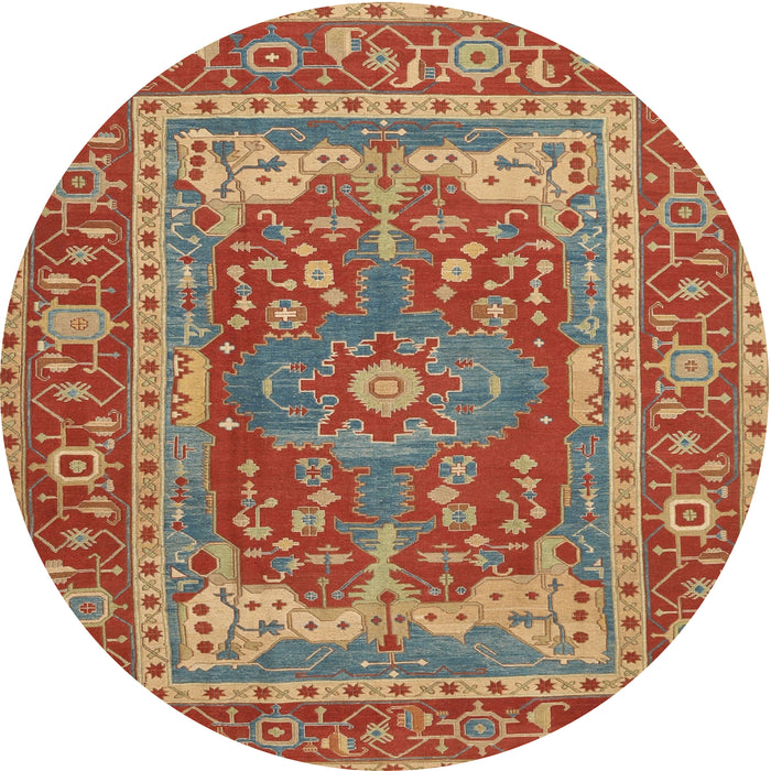 Round Traditional Copper Green Persian Rug, tr1128