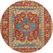 Round Traditional Copper Green Persian Rug, tr1128