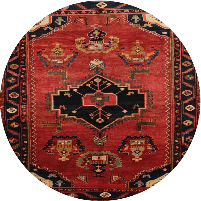 Round Traditional Dark Sienna Brown Persian Rug, tr112