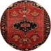 Round Traditional Dark Sienna Brown Persian Rug, tr112