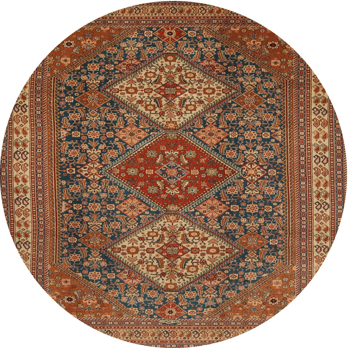 Round Traditional Saffron Red Persian Rug, tr1130