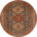 Round Traditional Saffron Red Persian Rug, tr1130