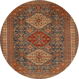 Square Machine Washable Traditional Saffron Red Rug, wshtr1130