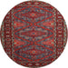 Round Traditional Red Persian Rug, tr1131