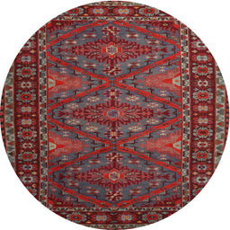 Square Machine Washable Traditional Tomato Red Rug, wshtr1131
