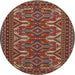 Round Traditional Dark Almond Brown Persian Rug, tr1132