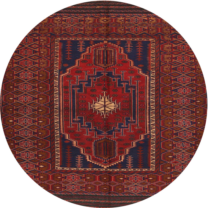 Round Traditional Chestnut Brown Persian Rug, tr1133