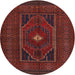 Round Traditional Chestnut Brown Persian Rug, tr1133