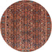 Square Machine Washable Traditional Saffron Red Rug, wshtr1136