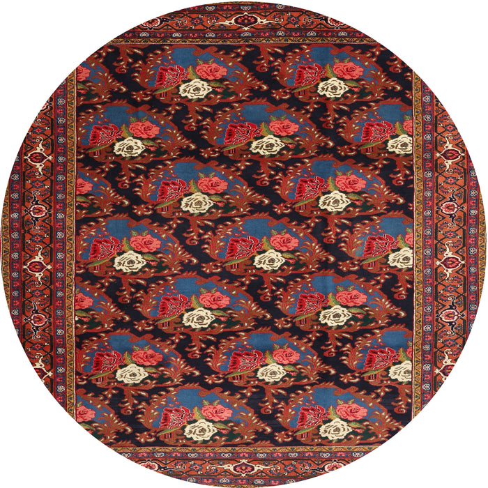 Round Traditional Sienna Brown Persian Rug, tr1138