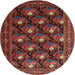 Round Traditional Sienna Brown Persian Rug, tr1138