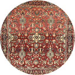 Square Machine Washable Traditional Tomato Red Rug, wshtr1139
