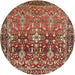 Round Traditional Red Persian Rug, tr1139