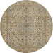 Round Traditional Brown Persian Rug, tr113