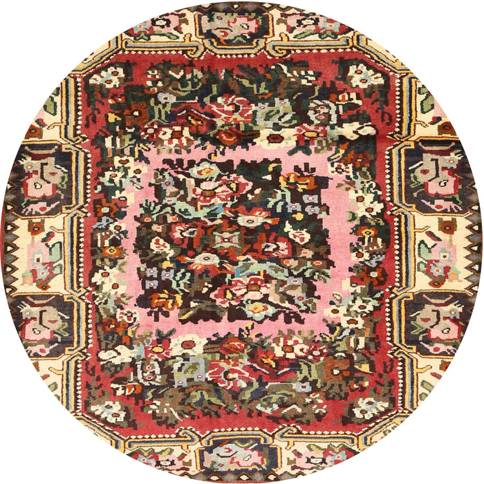 Round Traditional Saffron Red Persian Rug, tr1141