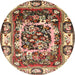 Round Traditional Saffron Red Persian Rug, tr1141