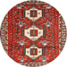 Round Traditional Orange Salmon Pink Persian Rug, tr1142