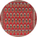 Round Traditional Dark Almond Brown Persian Rug, tr1143