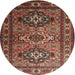 Round Traditional Saffron Red Persian Rug, tr1144