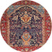 Square Machine Washable Traditional Saffron Red Rug, wshtr1146