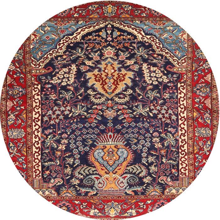 Round Traditional Saffron Red Persian Rug, tr1146
