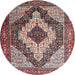 Round Traditional Rosy Brown Pink Medallion Rug, tr1147