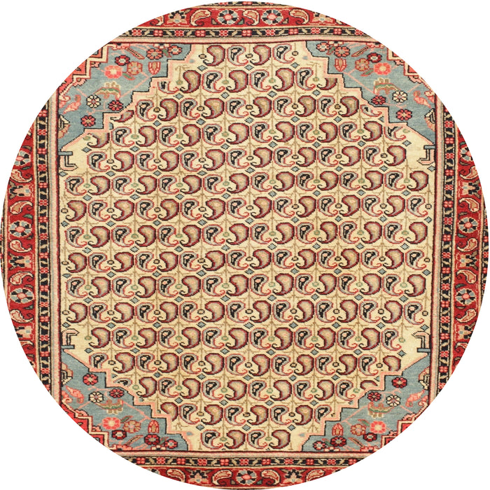 Round Traditional Mahogany Brown Persian Rug, tr114