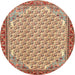 Round Traditional Mahogany Brown Persian Rug, tr114