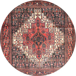 Round Traditional Brown Red Medallion Rug, tr1150