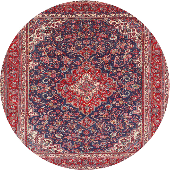 Round Traditional Carbon Red Medallion Rug, tr1151