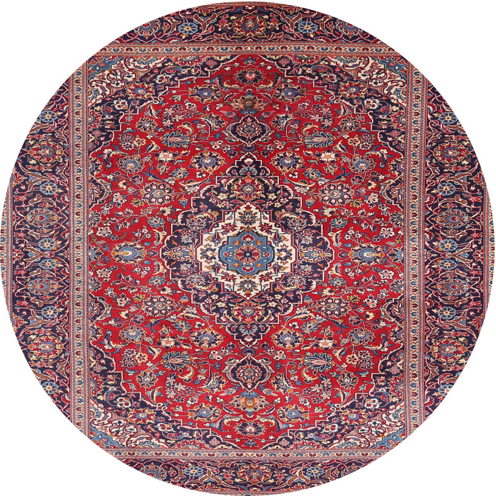 Round Traditional Carbon Red Persian Rug, tr1153