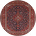 Square Machine Washable Traditional Saffron Red Rug, wshtr1154