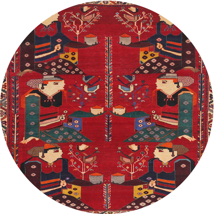 Round Traditional Chestnut Brown Persian Rug, tr1155