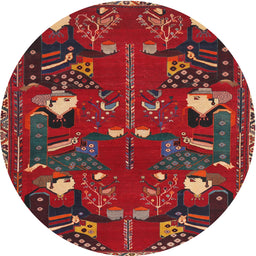 Square Machine Washable Traditional Chestnut Brown Rug, wshtr1155