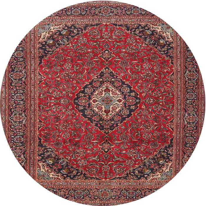 Round Traditional Orange Salmon Pink Medallion Rug, tr1158