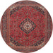 Round Traditional Orange Salmon Pink Medallion Rug, tr1158