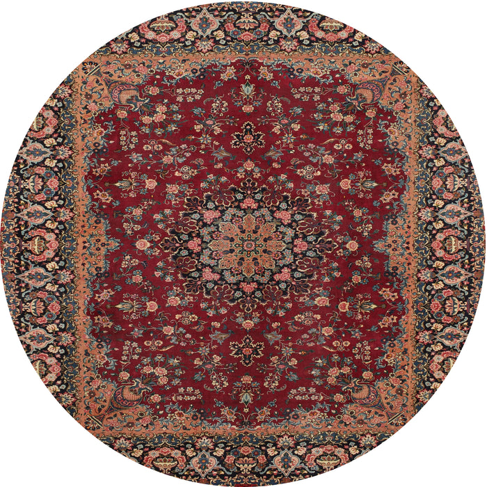 Square Machine Washable Traditional Saffron Red Rug, wshtr115