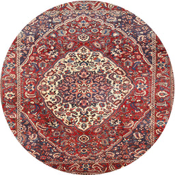 Round Traditional Camel Brown Medallion Rug, tr1160